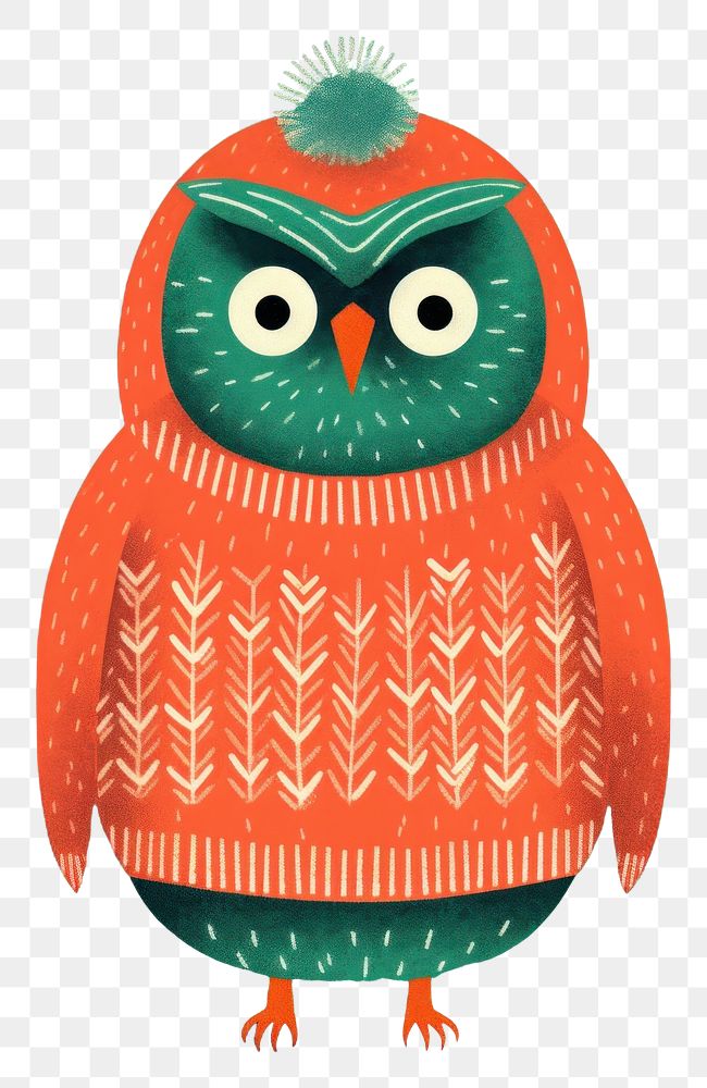 PNG Art owl christmas sweater. AI generated Image by rawpixel.