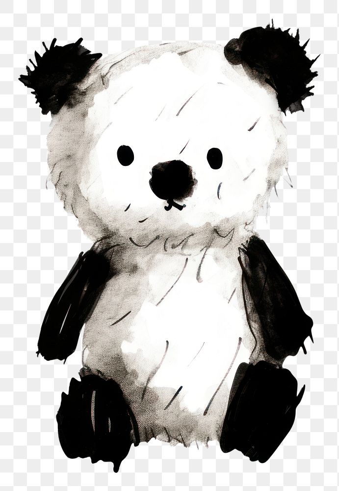 PNG Teddy bear toy white black white background. AI generated Image by rawpixel.