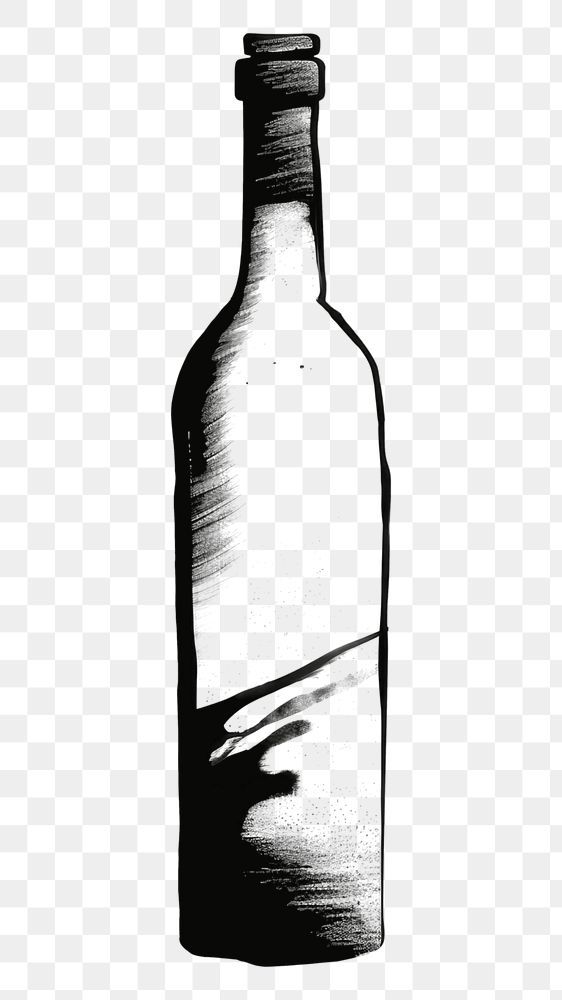 PNG Wine bottle drink black white background. AI generated Image by rawpixel.