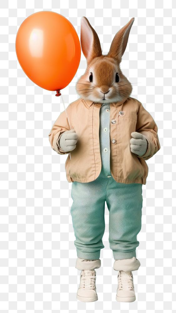 PNG Rabbit holding balloon. AI generated Image by rawpixel.