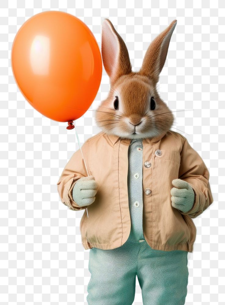 PNG Rabbit holding balloon. AI generated Image by rawpixel.