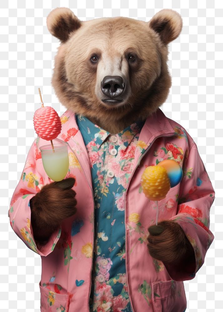 Bear holding party food. AI generated Image by rawpixel.