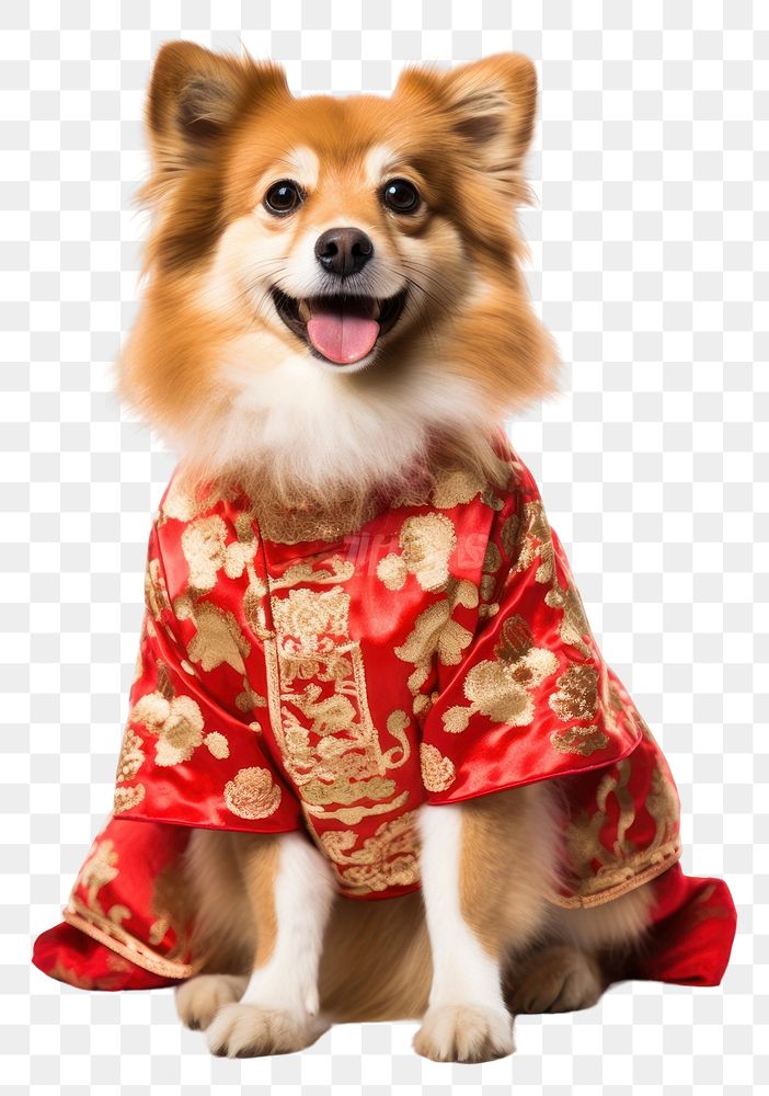 PNG Dog wearing Chinese robe. AI generated Image by rawpixel.