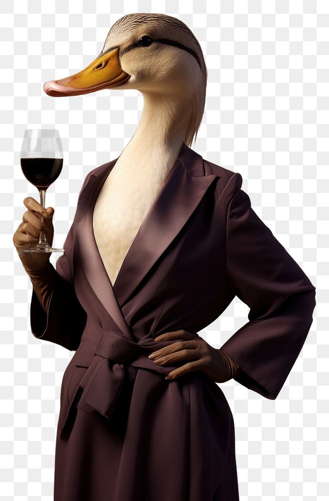 PNG Mallard duck drinking wine