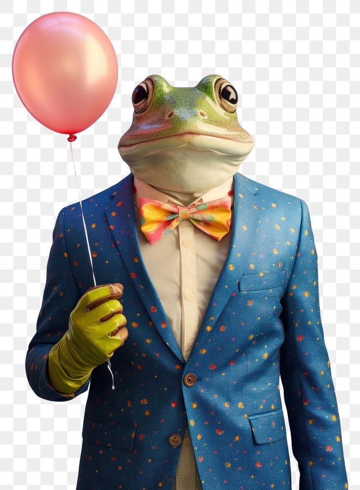 PNG Frog holding birthday balloon