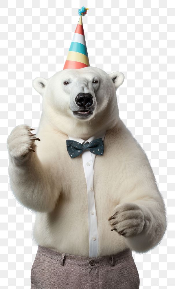 PNG Polar bear wearing birthday hat. AI generated Image by rawpixel.