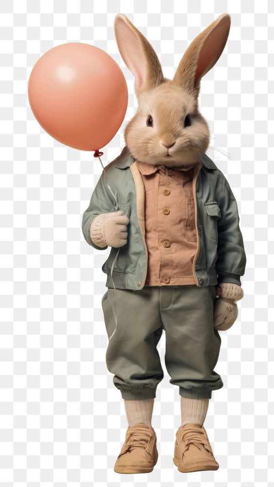 PNG Little rabbit holding balloon. AI generated Image by rawpixel.
