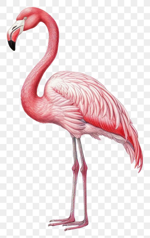 PNG  Flamingo bird drawing animal red. AI generated Image by rawpixel.