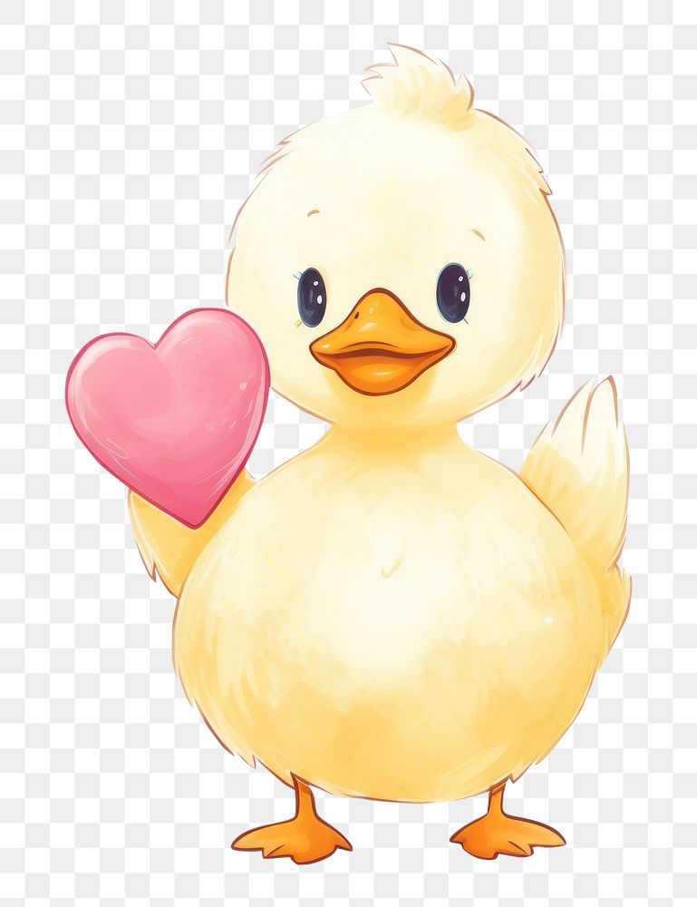 PNG  Duck holding big heart animal bird cute. AI generated Image by rawpixel.