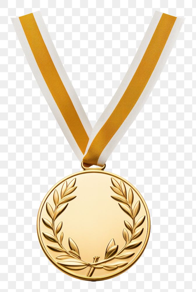 PNG  Gold medal with laurel jewelry pendant trophy. AI generated Image by rawpixel.