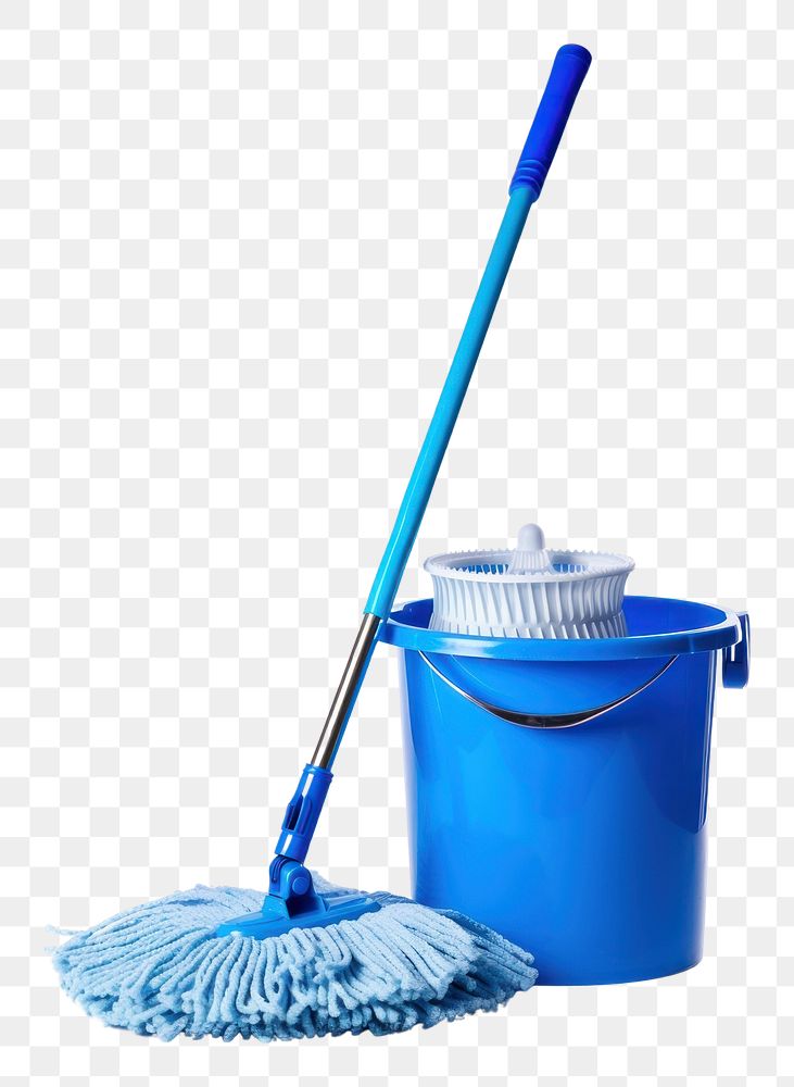 PNG  Blue cleaning mop bucket white background cleanliness. AI generated Image by rawpixel.