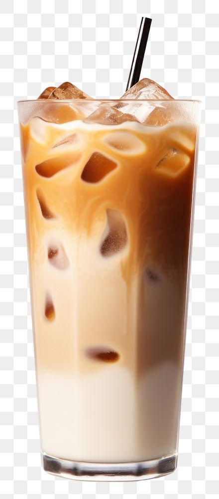PNG  Iced coffee with milk drink glass white background. AI generated Image by rawpixel.