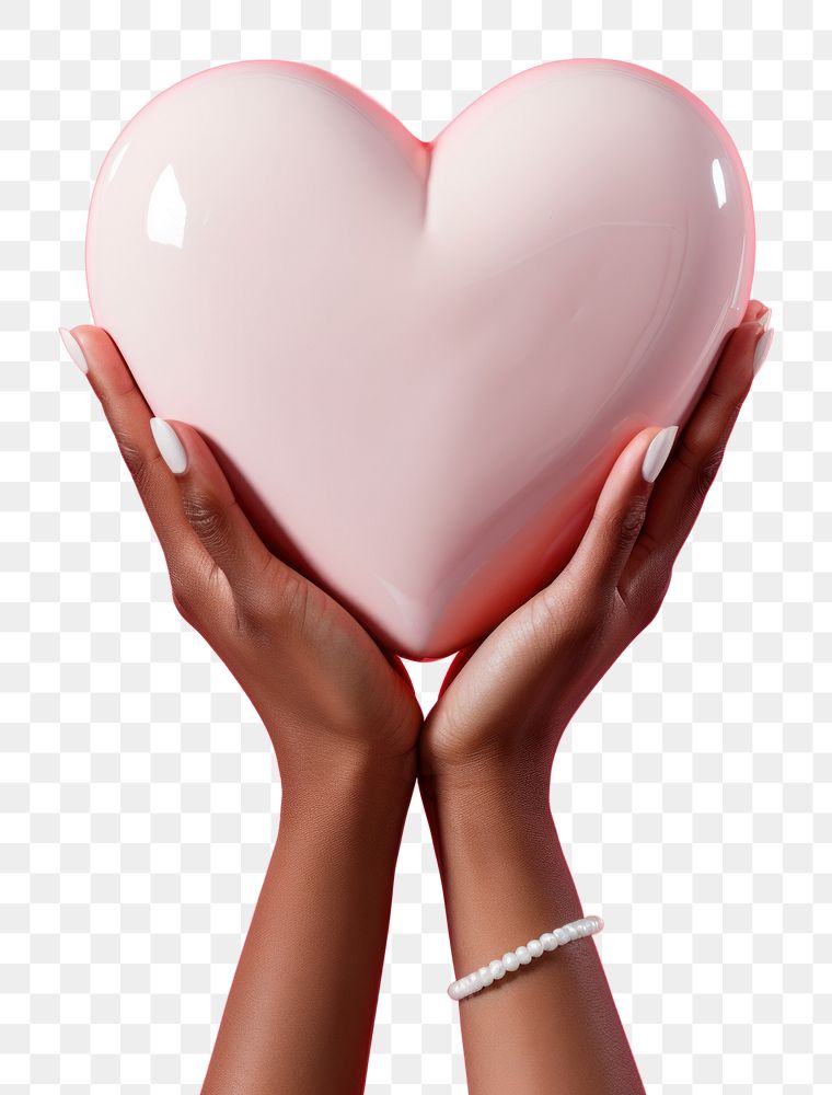 PNG Hand holding big ceramic heart adult jewelry balloon. AI generated Image by rawpixel.