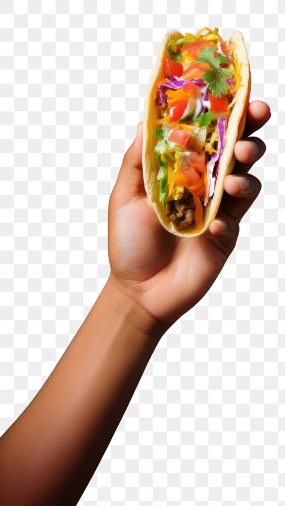PNG Hand holding a taco food vegetable freshness. AI generated Image by rawpixel.