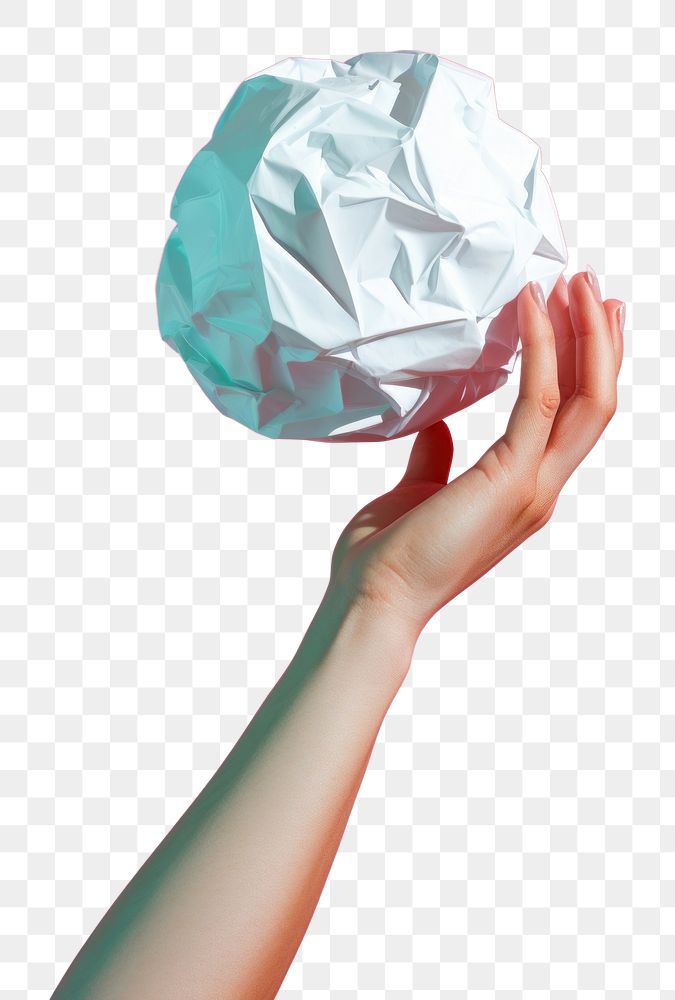 PNG Hand holding small crumple paper ball origami art crumpled. AI generated Image by rawpixel.