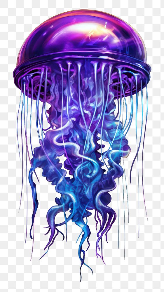 PNG Jellyfish invertebrate transparent illuminated. AI generated Image by rawpixel.