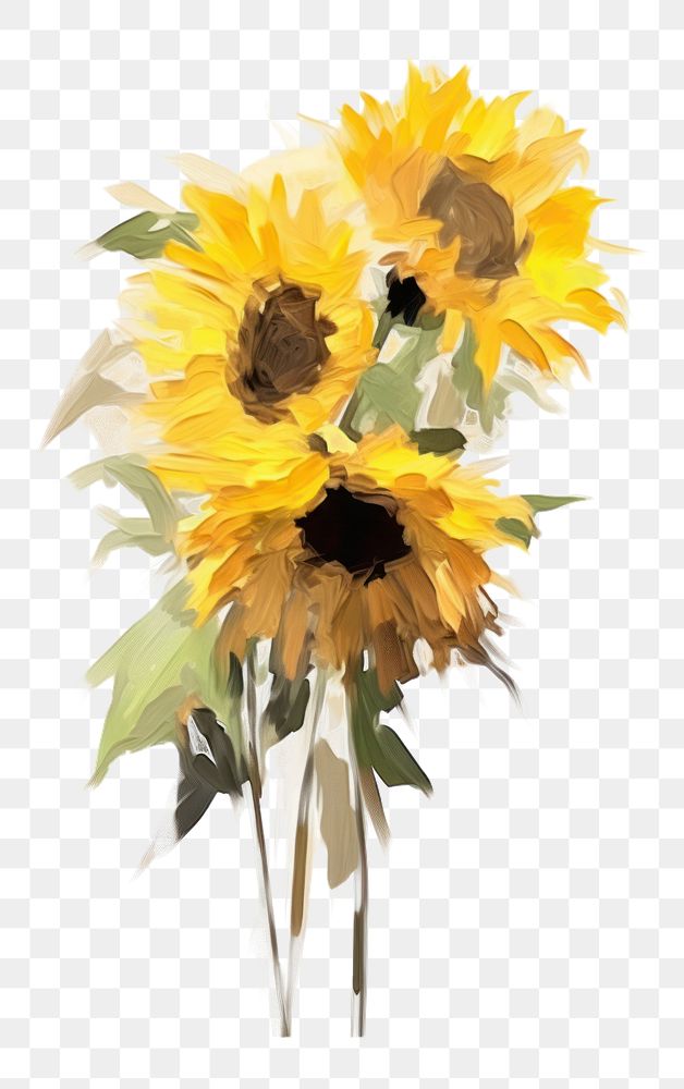 PNG Bouquet sunflower plant white background inflorescence. AI generated Image by rawpixel.