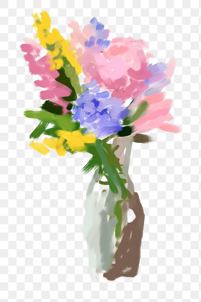 PNG Bouquet painting flower plant. AI generated Image by rawpixel.