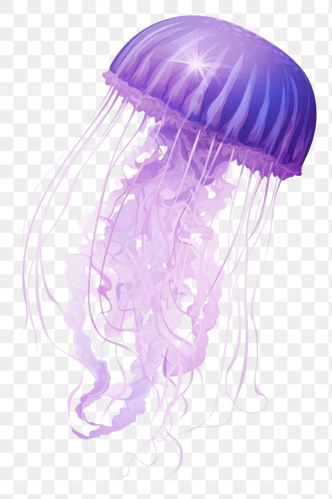 PNG  Single jellyfish purple invertebrate transparent. AI generated Image by rawpixel.