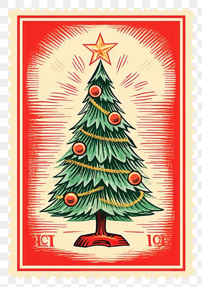 PNG Christmas postal stamp christmas tree christmas tree. AI generated Image by rawpixel.