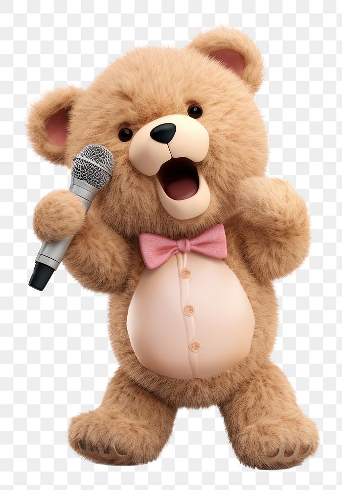 Teddy bear singing plush toy white background. AI generated Image by rawpixel.
