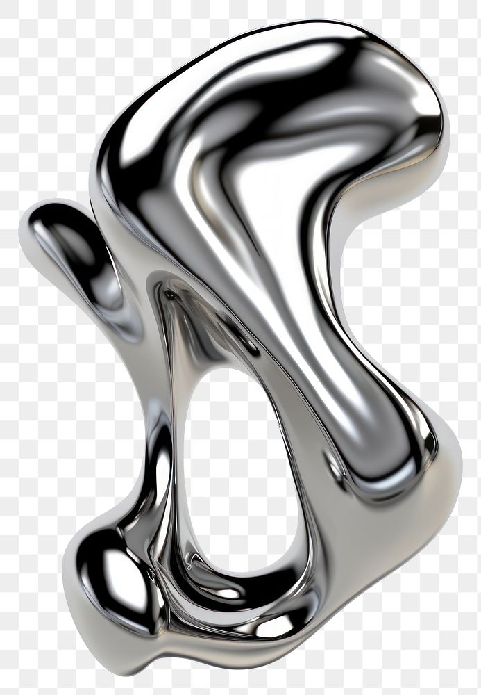 PNG  Abstract fluid shape chrome white background furniture