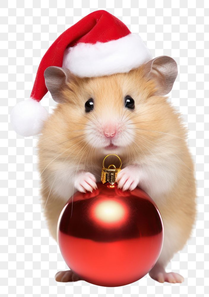 PNG Hamster holding Christmas bauble. AI generated Image by rawpixel.