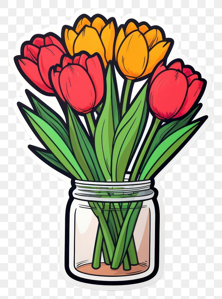 PNG  Tulip bouquet flower plant vase. AI generated Image by rawpixel.