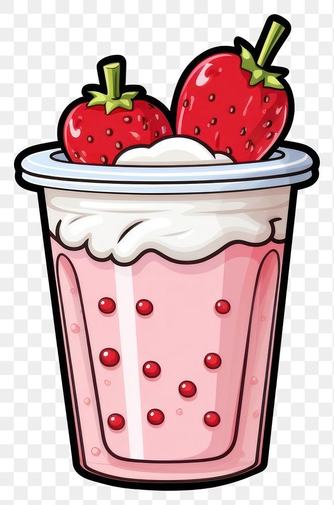 PNG  Yogurt strawberry dessert fruit. AI generated Image by rawpixel.
