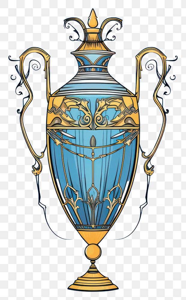 PNG  Hanukkah amphora trophy gold blue. AI generated Image by rawpixel.