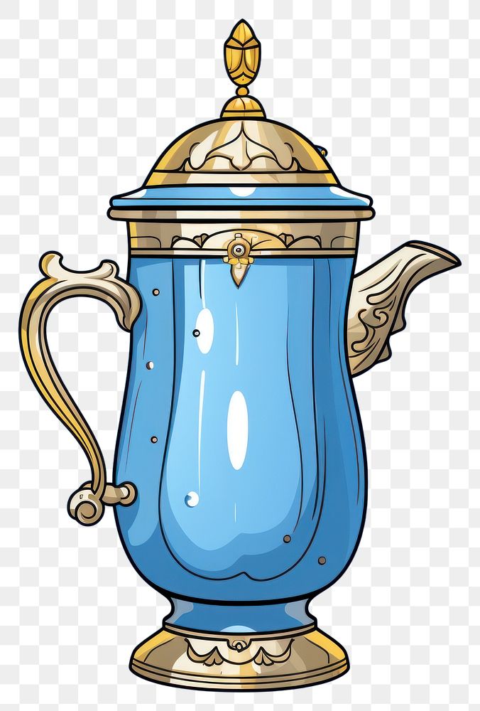 PNG  Hanukkah jug cartoon teapot blue. AI generated Image by rawpixel.