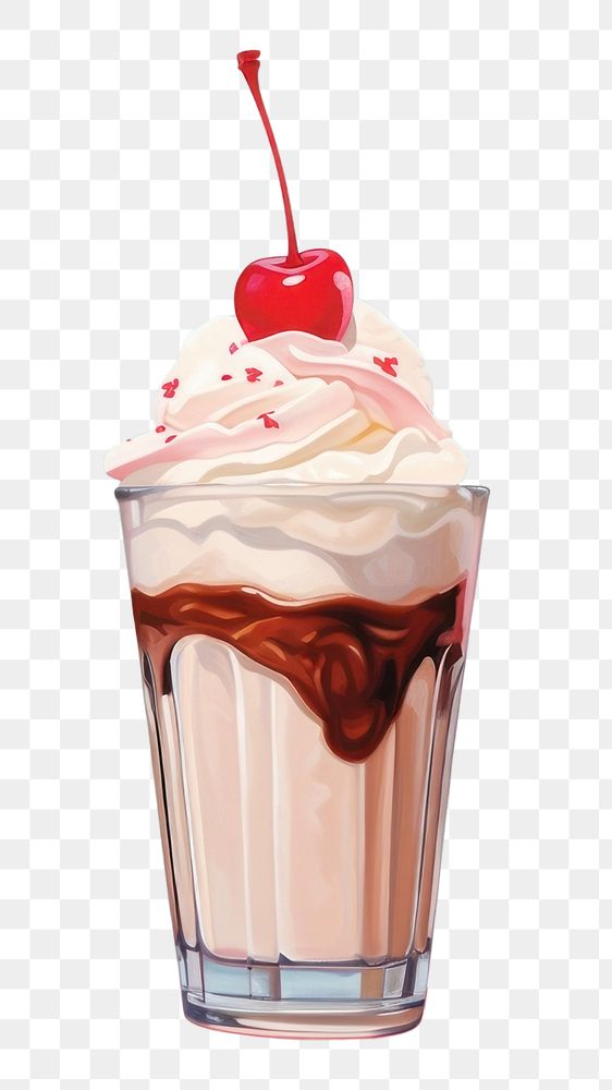 PNG Milkshake dessert sundae cherry. AI generated Image by rawpixel.