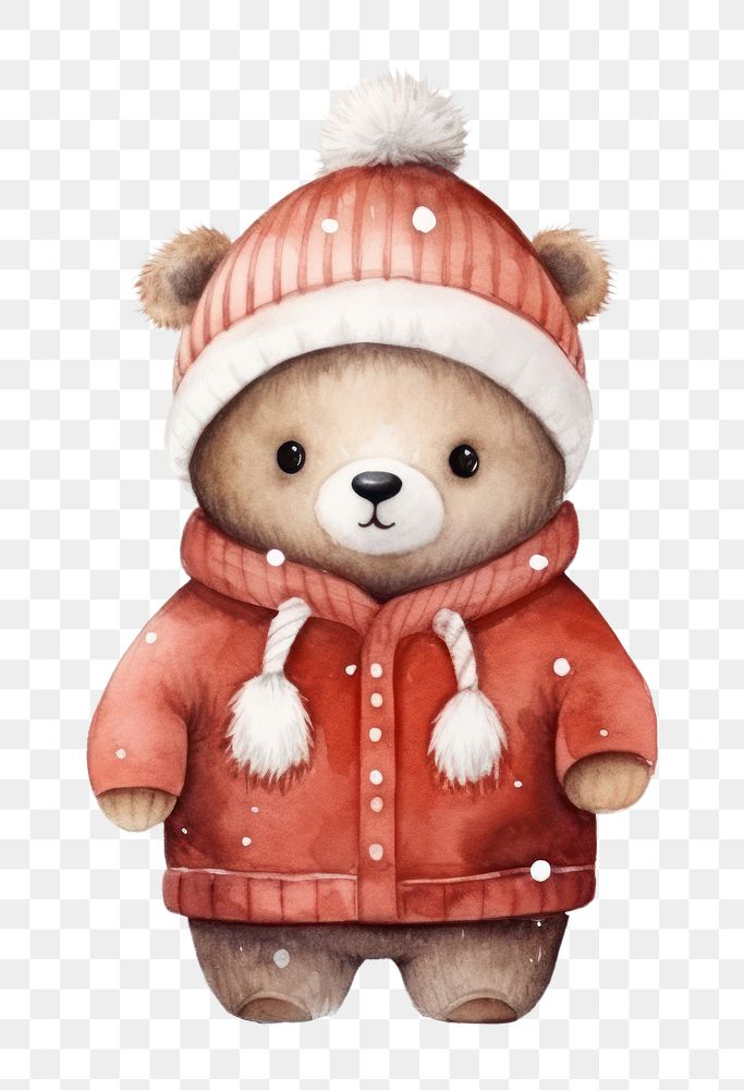 PNG Vintage christmas winter cute bear. AI generated Image by rawpixel.