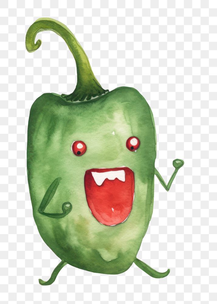 PNG  Angry pepper running vegetable food anthropomorphic. AI generated Image by rawpixel.