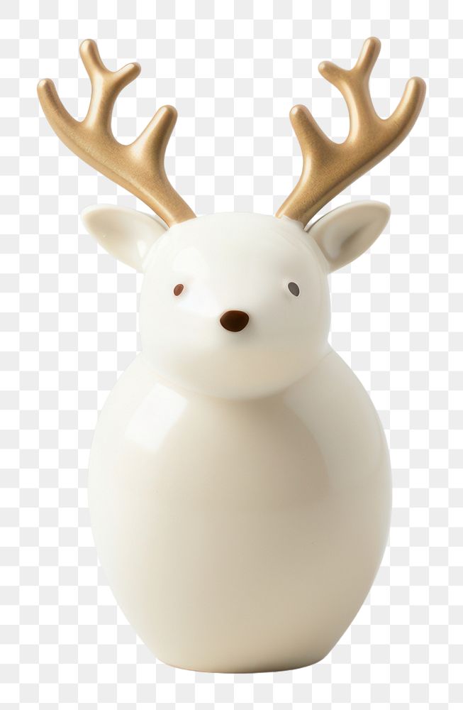 PNG  Cream ceramic reindeer decoration figurine antler. AI generated Image by rawpixel.