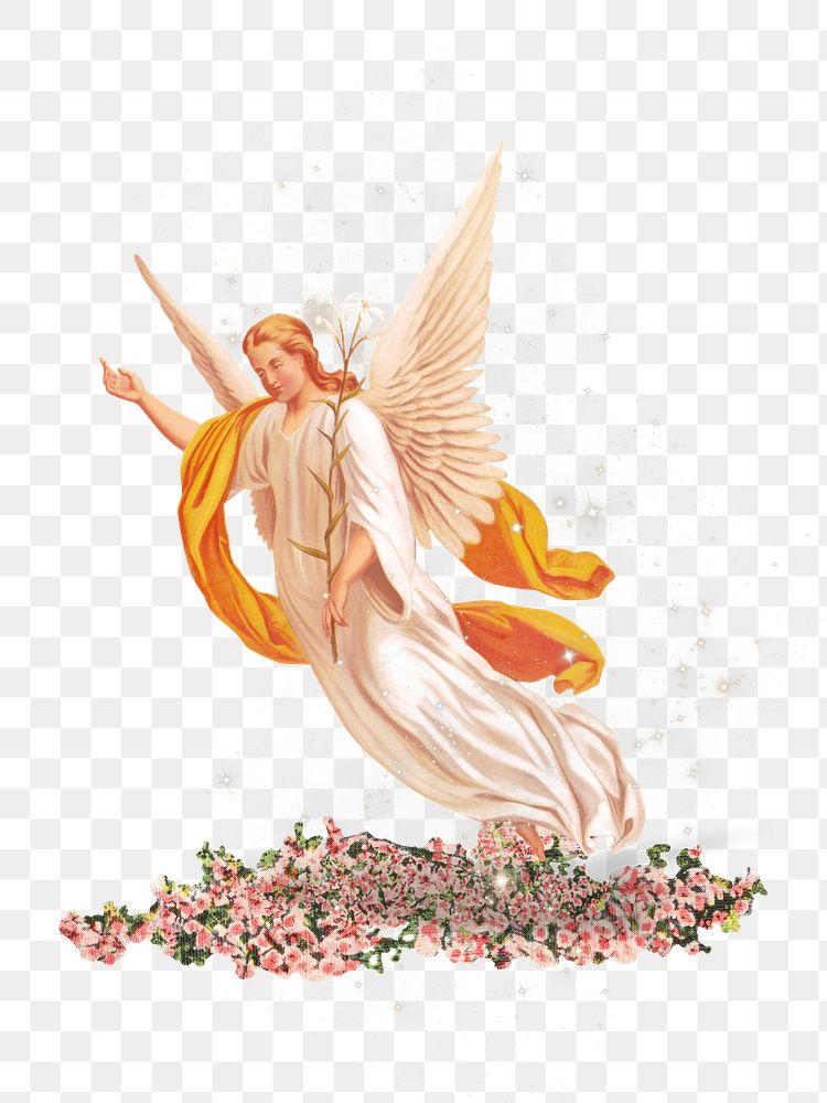 PNG The Annunciation's angel, vintage illustration, transparent background. Remixed by rawpixel.