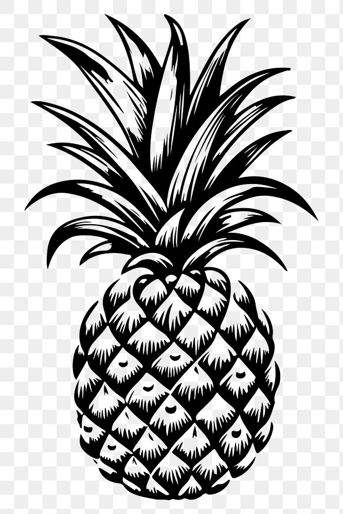 Pineapple png flat old school illustration, transparent background. AI generated Image by rawpixel.