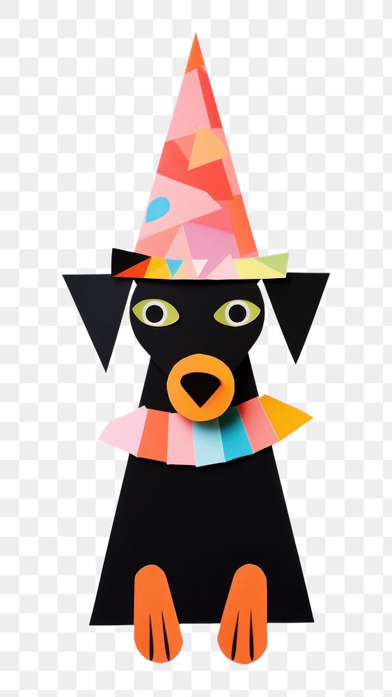 PNG Dog wearing witch hat craft paper anthropomorphic. AI generated Image by rawpixel.