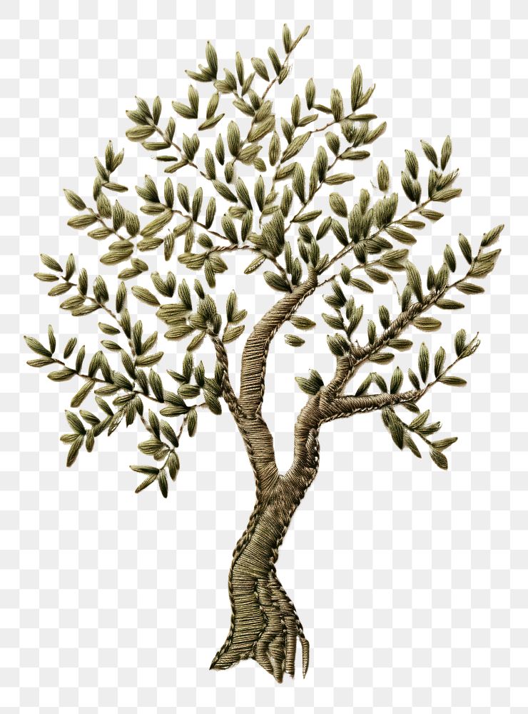PNG Embroidery tree pattern plant. AI generated Image by rawpixel.