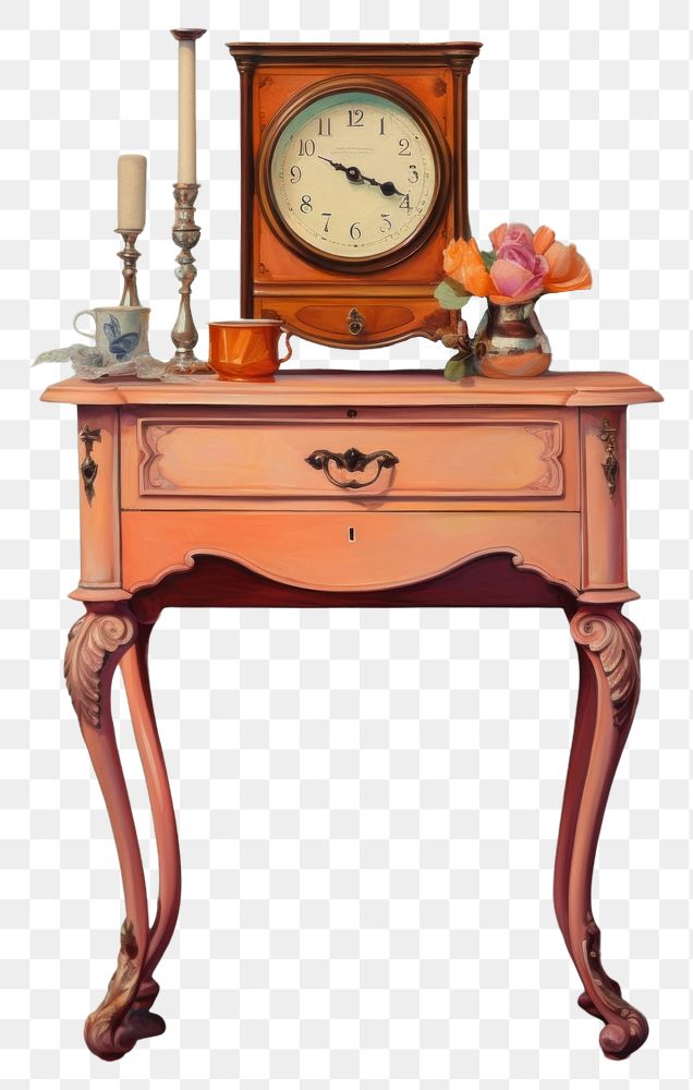 PNG Night stand furniture painting clock. AI generated Image by rawpixel.