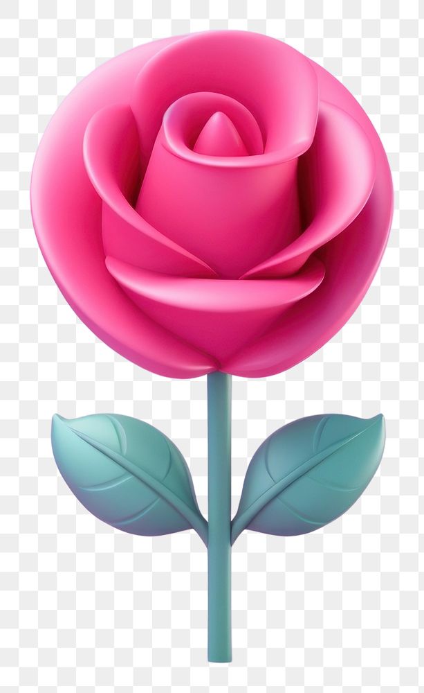 PNG  3d minimal icon rosebud lollipop flower plant. AI generated Image by rawpixel.