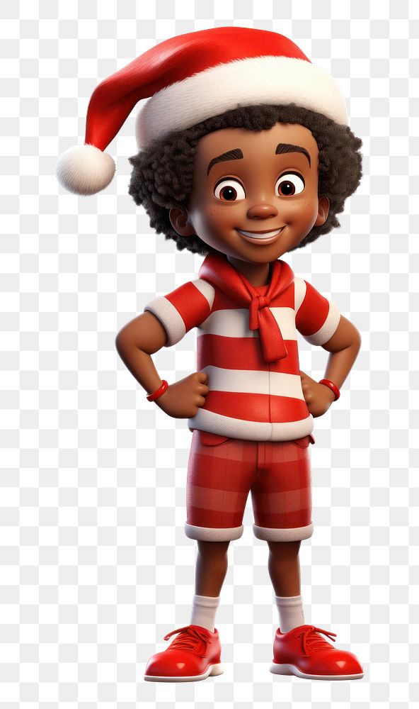 PNG Character happy funny african american child boys christmas cartoon red. AI generated Image by rawpixel.