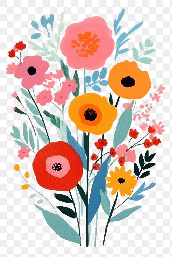 PNG Floral bouquet art painting pattern. AI generated Image by rawpixel.