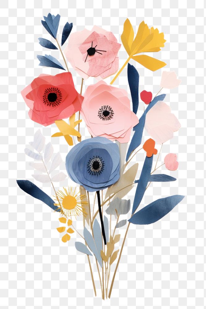 PNG Flower bouquet art painting pattern. AI generated Image by rawpixel.
