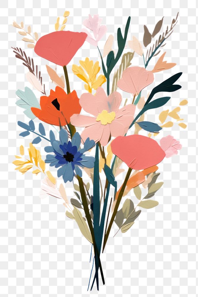 PNG Flower bouquet art painting pattern. AI generated Image by rawpixel.
