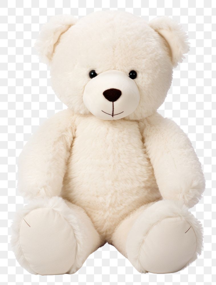 PNG  Teddy bear white toy white background. AI generated Image by rawpixel.