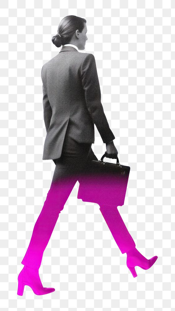 PNG Business woman walking footwear handbag adult. AI generated Image by rawpixel.