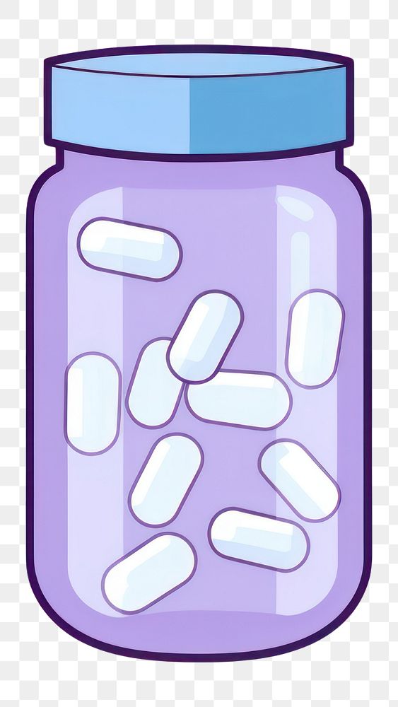 PNG  Capsule medicine icon cartoon pill jar. AI generated Image by rawpixel.