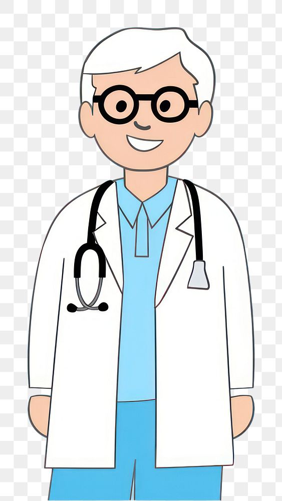 PNG  Geriatric hospital cartoon doctor. AI generated Image by rawpixel.