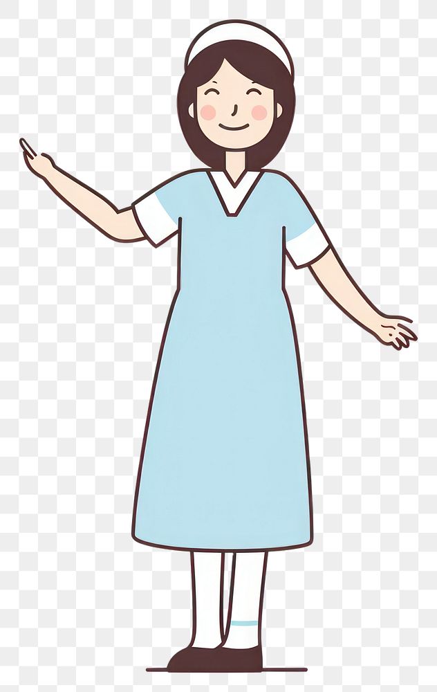 PNG  Nurse cartoon line happiness. AI generated Image by rawpixel.